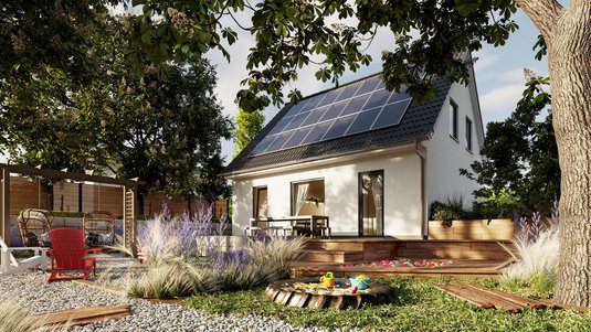 Modernes Massivhaus als Beispiel für Qualitätsbau in Diepholz Weißes Einfamilienhaus Flair 110 im Grünen als Inspiration für den Hausbau mit Contura Bau in Diepholz