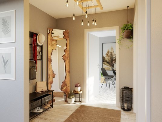 Eingangsbereich des Hauses Aura 136 mit moderner Architektur Haus Aura 136 mit elegantem Eingangsbereich und klarer Fassadengestaltung, ideal für modernes Wohnen in Achim und Umgebung