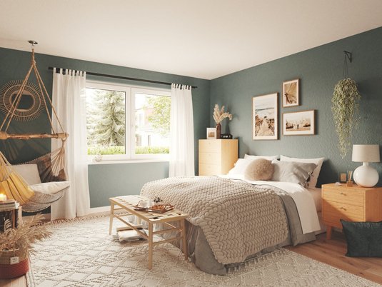Helles Schlafzimmer für entspanntes Wohnen in Diepholz Modernes Schlafzimmer im Bungalow als Inspiration für Ihr neues Zuhause in Diepholz