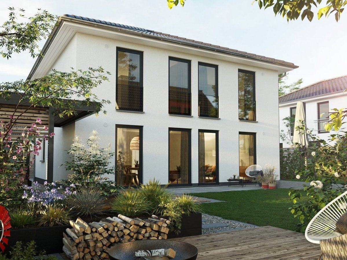 Mit Contura Bau ins neue Zuhause starten Eine moderne Stadtvilla mit Garten steht sinnbildlich für Qualität, Vertrauen und den sicheren Weg ins Eigenheim mit Contura Bau im Landkreis Verden