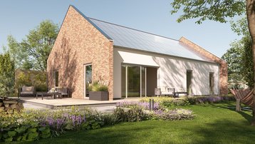 Bungalow 100 mit Terrasse und Garten Bungalow 100 mit Klinkerfassade, Terrasse und Garten in Blender