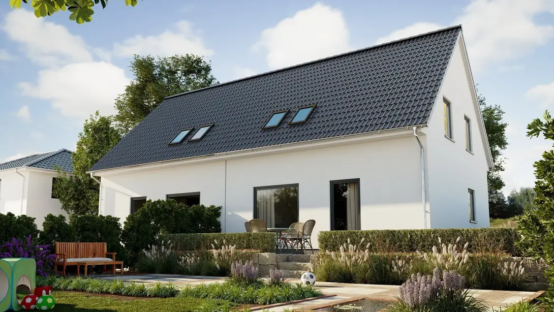 Einfamilienhaus mit Garten in Landesbergen bauen Modernes Einfamilienhaus in Landesbergen mit Satteldach, Garten und familienfreundlicher Außenanlage