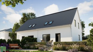 Familienfreundliches Einfamilienhaus mit Garten Modernes Einfamilienhaus mit Satteldach, Terrasse und familienfreundlichem Garten