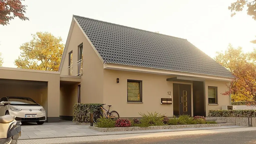Modernes Einfamilienhaus in Nienburg mit Satteldach, Garage und gepflegtem Vorgarten
