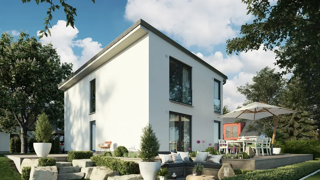 Stadtvilla bauen in Diepenau mit Contura Bau GmbH Moderne Stadtvilla in Diepenau mit Flachdach, Terrasse und gepflegtem Garten