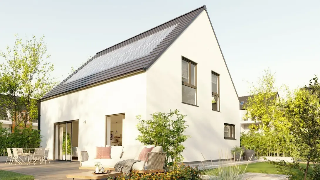 Nachhaltiges Einfamilienhaus in Diepenau bauen Modernes Einfamilienhaus in Diepenau mit Photovoltaik, Terrasse und gepflegtem Garten