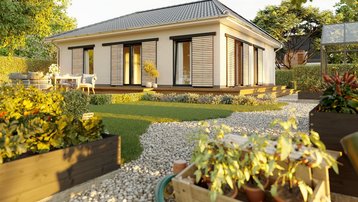 Moderner Bungalow in Bassum-Neubruchhausen Moderner Bungalow mit heller Fassade, Walmdach, Terrasse und gepflegtem Garten in Bassum-Neubruchhausen.