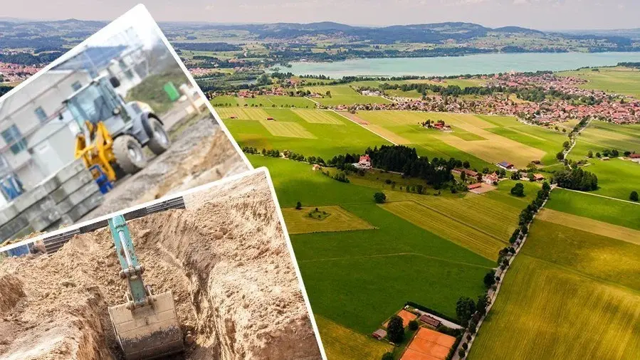Luftaufnahme ländlicher Bauflächen mit Baustellenmotiven in Wagenfeld-Ströhen