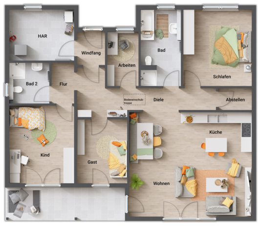 Bungalow 128 mit Hauswirtschaftsraum
