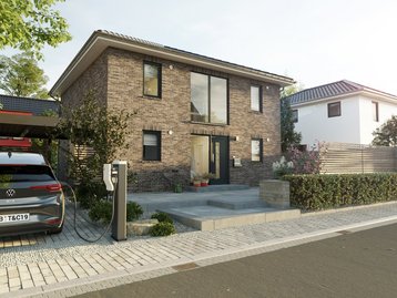 Stadtvilla 145 mit moderner Fassade und Vorgarten