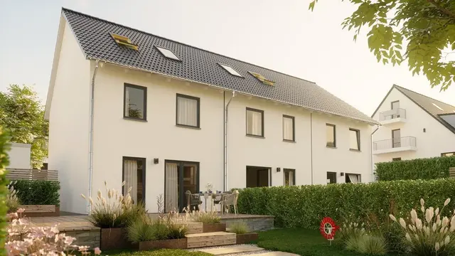 Doppelhaus mit heller Fassade, Satteldach und Garten in Kirchlinteln