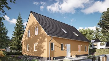Einfamilienhaus mit Satteldach und großzügigem Eingangsbereich Klassisches Einfamilienhaus mit Satteldach und gepflegtem Vorgarten